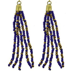 PURPLE & GOLD FISH HOOK DANGLE EARRINGS